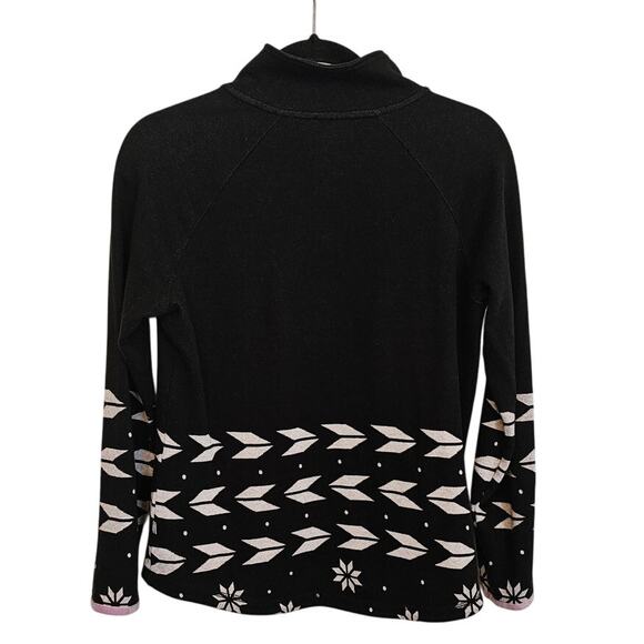 T by Talbots Geo Jacquard Half-Zip Pullover – Size MP – Black, White, Purple - Picture 4 of 5